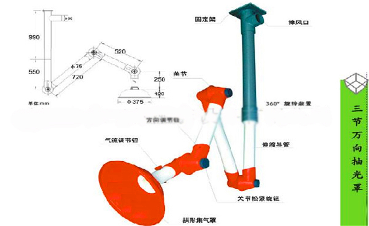 L001三節(jié)萬向抽氣罩